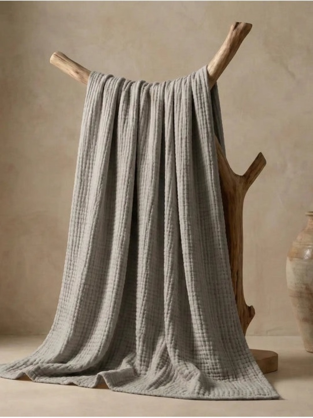 The Fleece Company 100% Muslin Cotton Queen Blanket 200x230cm Light Gray NIP
